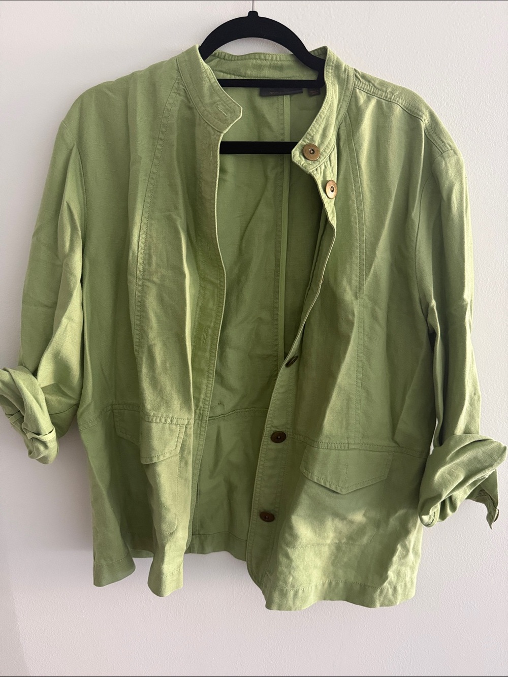 Women’s Light Olive Utility Jacket with Stand Collar